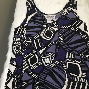 NWT Chico's Travelers Purple, Black & White Top